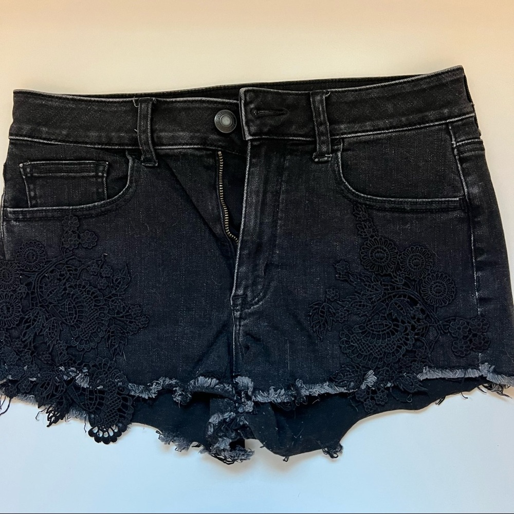 American Eagle Black Denim Short